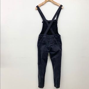 Free People Black Washed Skinny Denim Overalls 28
